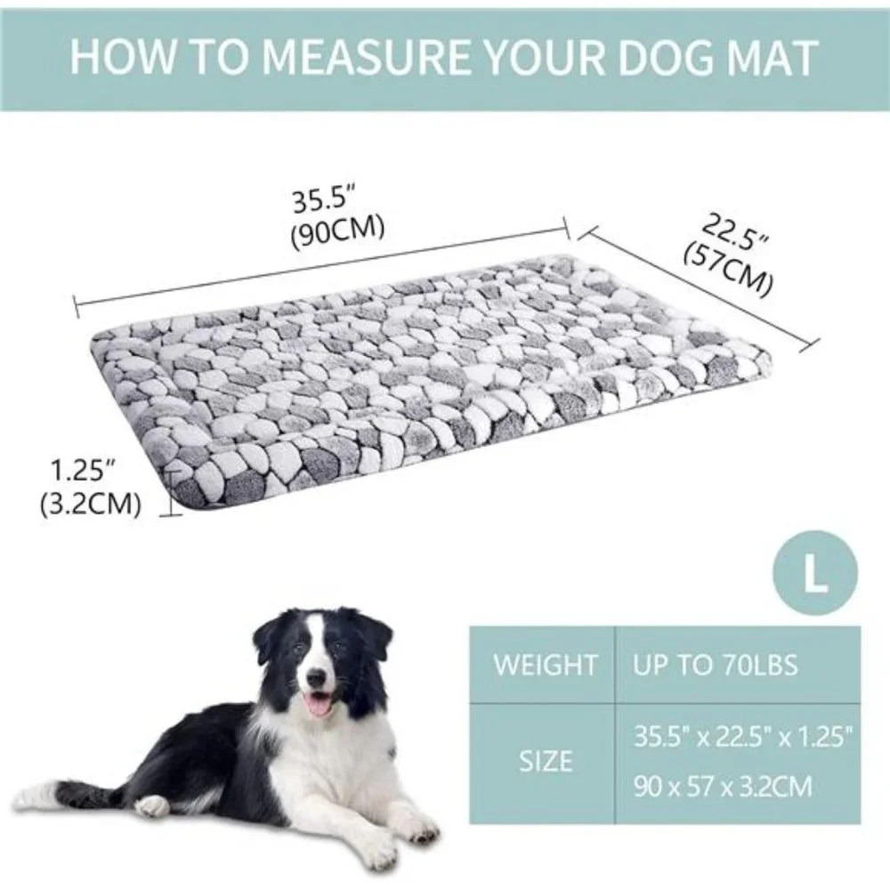 Dog Crate Pad Bed Mat Reversible (Warm & Cool), Soft Pet Sleeping Mat Dog Bed